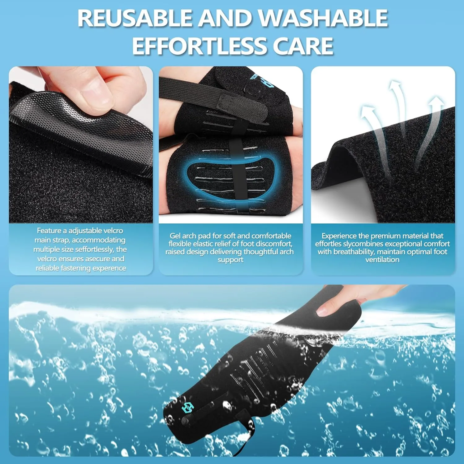 Arch Support Braces for Plantar Fasciitis Relief, Adjustable Compression Bands with Gel Pad Orthotics Inserts for Feet Flat, High & Fallen Arches, Foot Support(Anti-Slip Strips)
