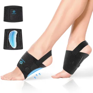 Arch Support Braces for Plantar Fasciitis Relief, Adjustable Compression Bands with Gel Pad Orthotics Inserts for Feet Flat, High & Fallen Arches, Foot Support(Anti-Slip Strips)