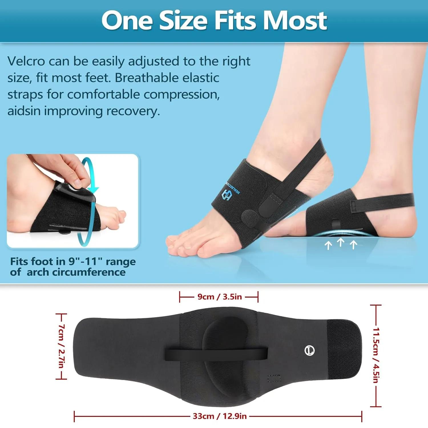 Arch Support Braces for Plantar Fasciitis Relief, Adjustable Compression Bands with Gel Pad Orthotics Inserts for Feet Flat, High & Fallen Arches, Foot Support(Anti-Slip Strips)