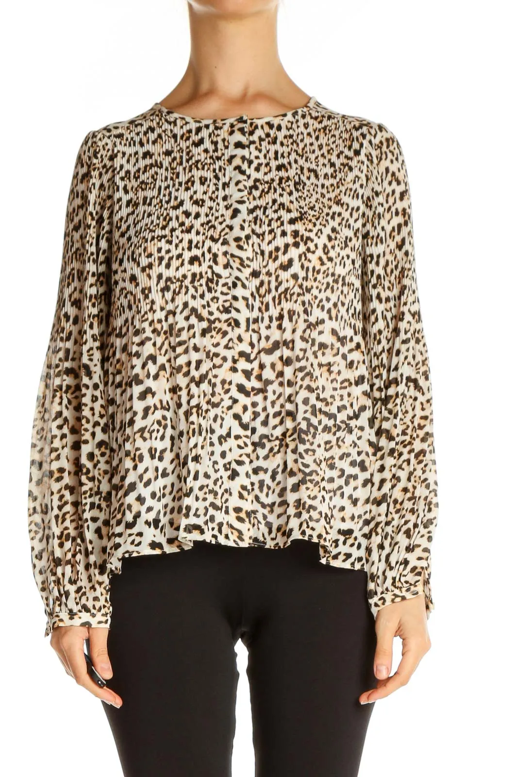 Beige Animal Print All Day Wear Blouse