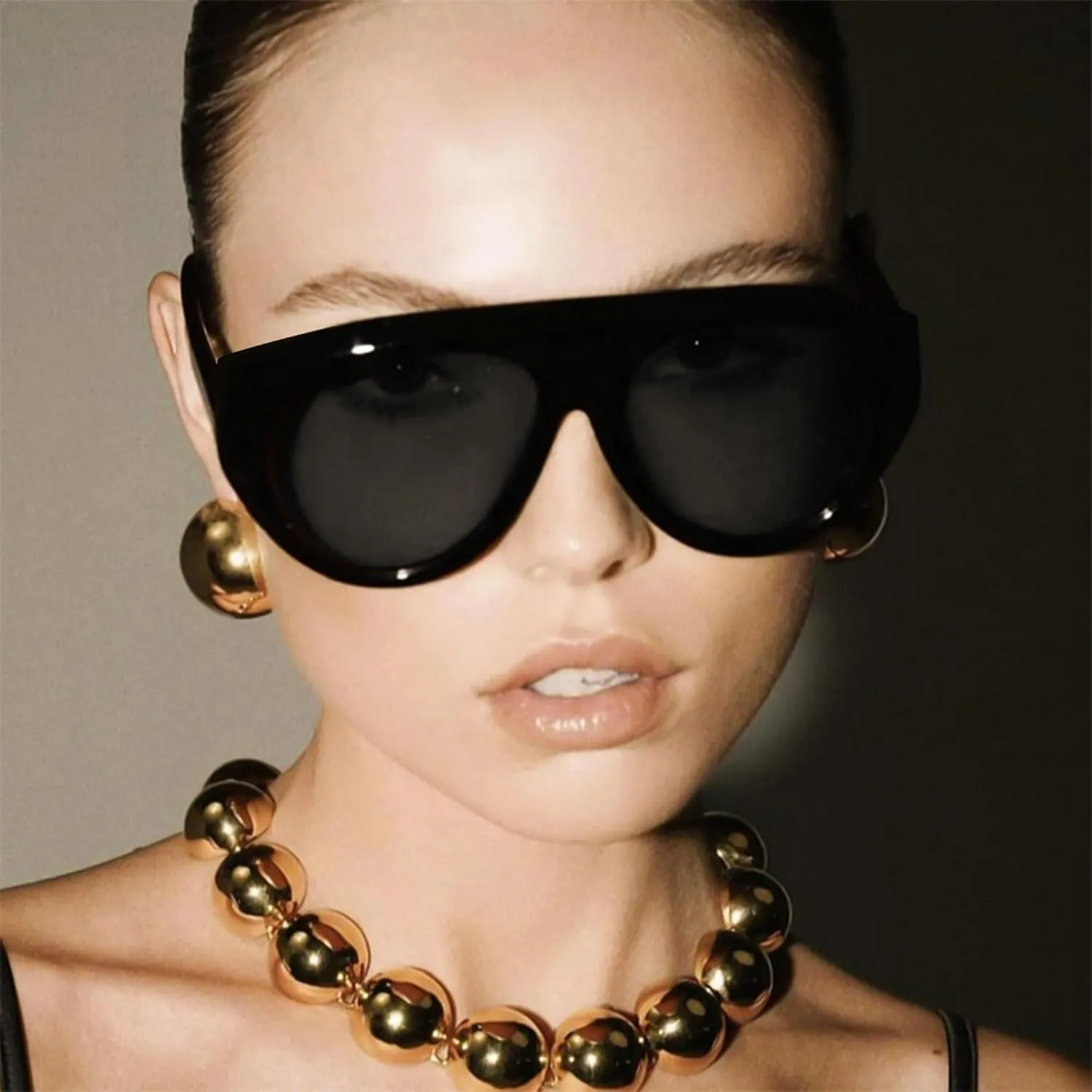 Bouryo Retro Oversized Aviator Sunglasses for Women Men Anti-Glare UV Protection Outdoor Chunky Frame Sunglasses