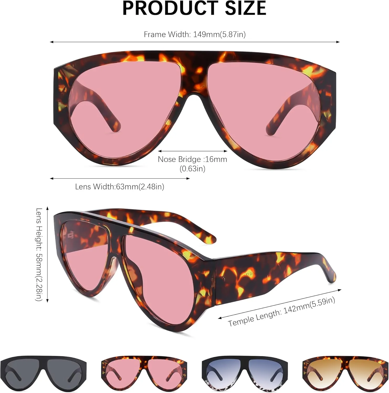 Bouryo Retro Oversized Aviator Sunglasses for Women Men Anti-Glare UV Protection Outdoor Chunky Frame Sunglasses