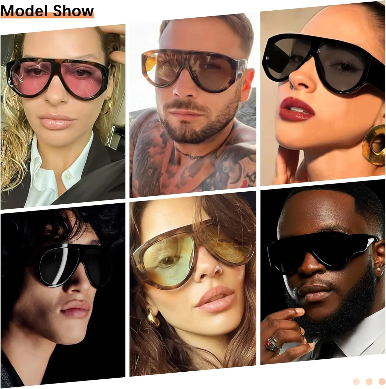 Bouryo Retro Oversized Aviator Sunglasses for Women Men Anti-Glare UV Protection Outdoor Chunky Frame Sunglasses