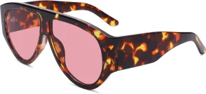 Bouryo Retro Oversized Aviator Sunglasses for Women Men Anti-Glare UV Protection Outdoor Chunky Frame Sunglasses
