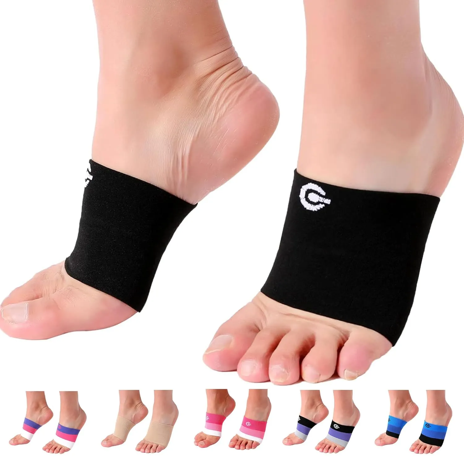 Doc Miller Arch Support Sleeves for Feet  Plantar Fasciitis Brace for Foot Pain Relief, Compression Socks, Heel Spurs, Fallen Arches, Orthotic Aid, and Planters Facetious Relief, 1 Pair