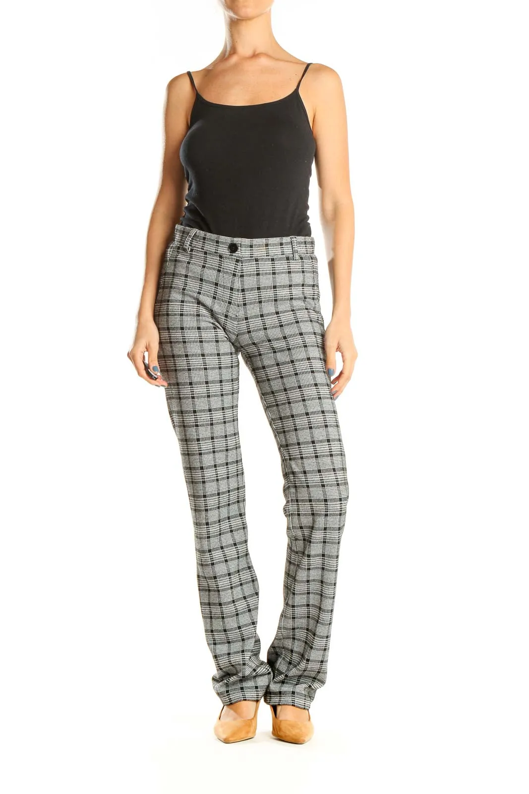 Gray Checkered All Day Wear Trousers