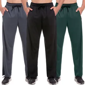 Mens Sweatpants with Zipper Pockets Open Bottom Athletic Pants for Workout,Running,Training,Jogging,Gym