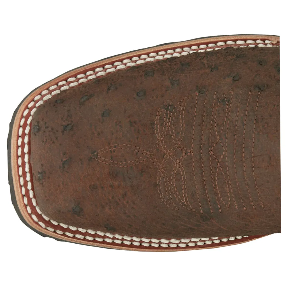 Peppy Sand Badger Smooth Ostrich Wide Square Toe Cowboy Boots