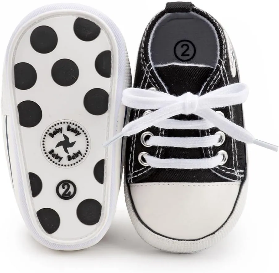 Sekantrol Unisex Baby Girls Boys Shoes Infant Soft Sole Canvas Newborn First Walkers High Top Anti-Slip Sneakers