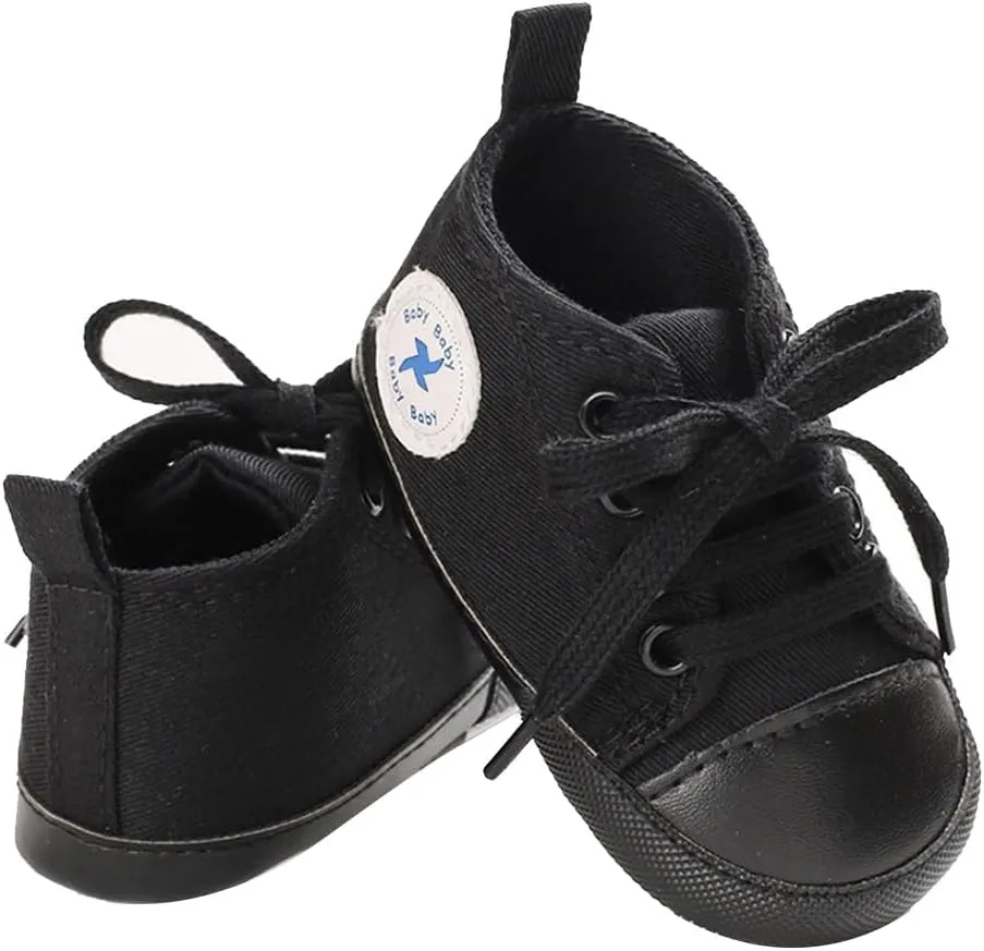 Sekantrol Unisex Baby Girls Boys Shoes Infant Soft Sole Canvas Newborn First Walkers High Top Anti-Slip Sneakers
