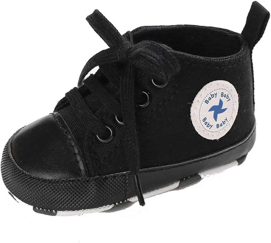 Sekantrol Unisex Baby Girls Boys Shoes Infant Soft Sole Canvas Newborn First Walkers High Top Anti-Slip Sneakers