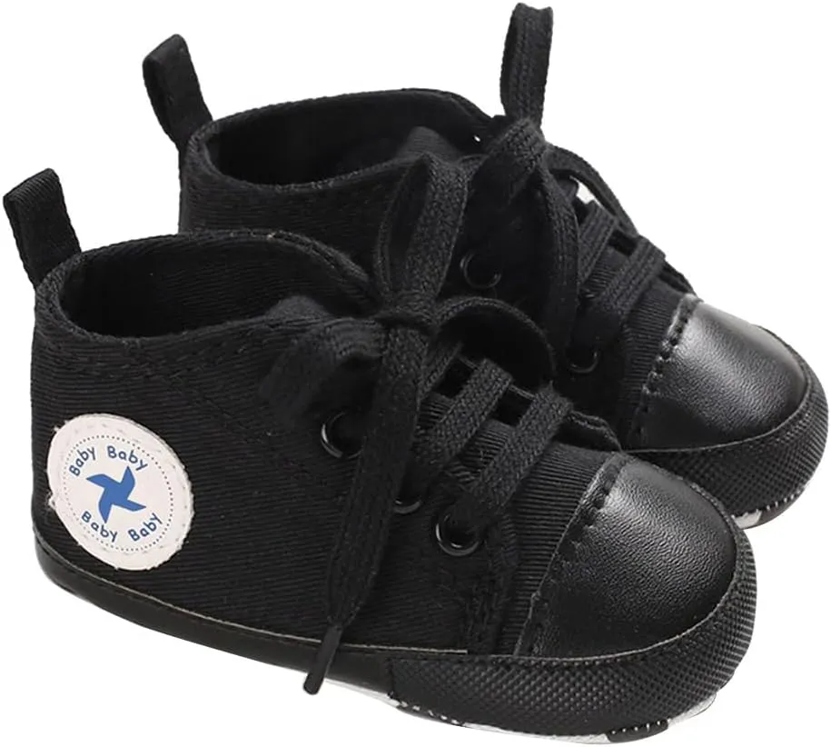 Sekantrol Unisex Baby Girls Boys Shoes Infant Soft Sole Canvas Newborn First Walkers High Top Anti-Slip Sneakers