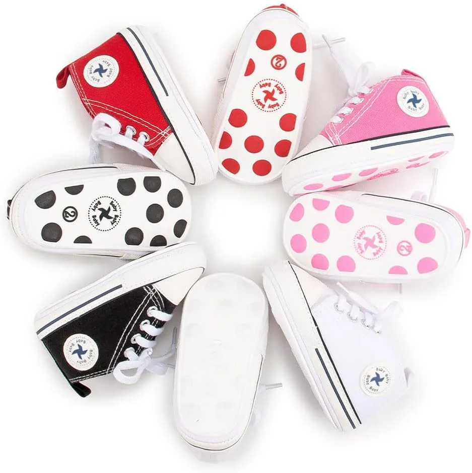 Sekantrol Unisex Baby Girls Boys Shoes Infant Soft Sole Canvas Newborn First Walkers High Top Anti-Slip Sneakers