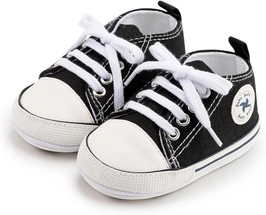 Sekantrol Unisex Baby Girls Boys Shoes Infant Soft Sole Canvas Newborn First Walkers High Top Anti-Slip Sneakers