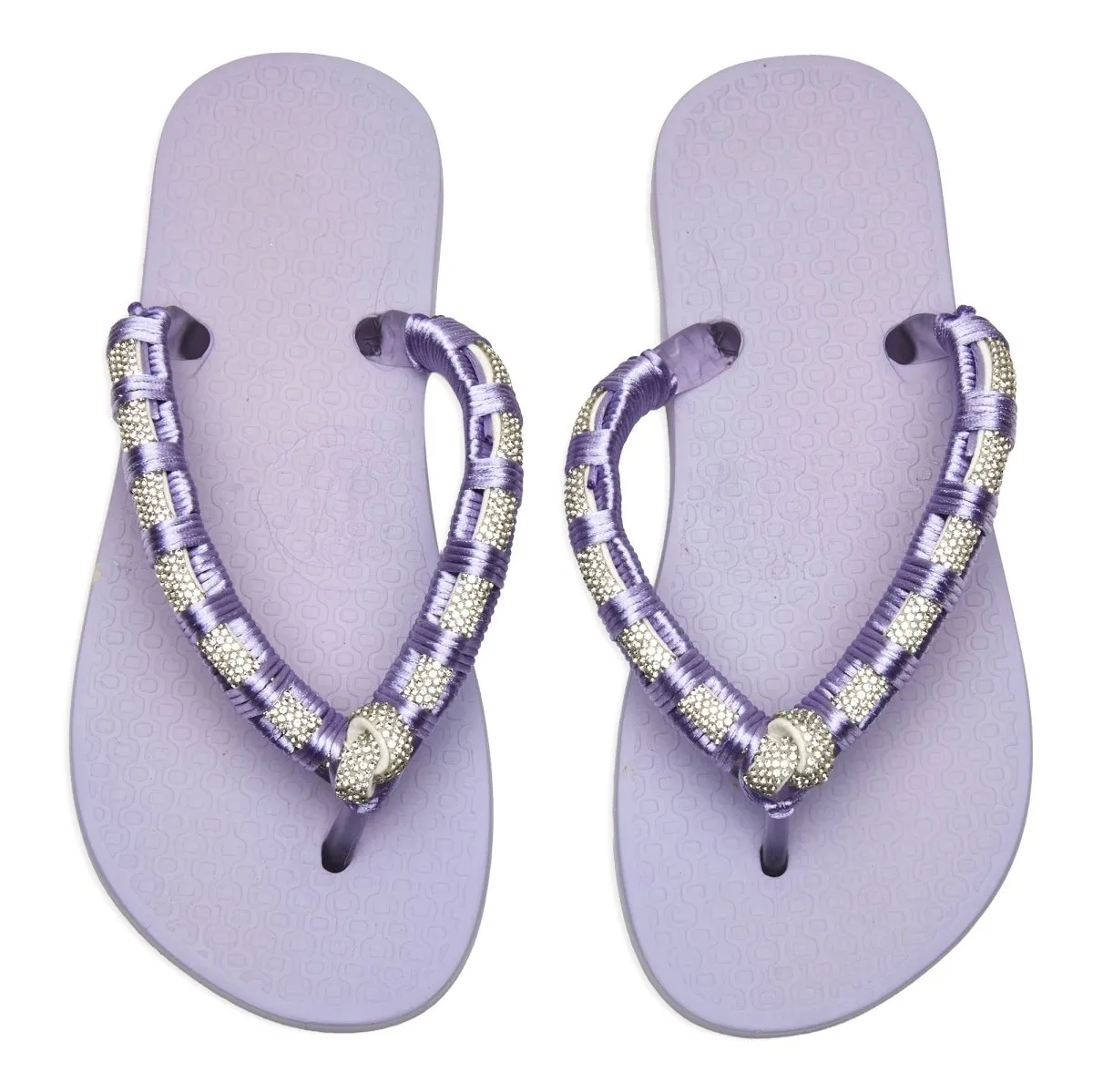WOVEN CRYSTAL FLIP FLOP SANDALS
