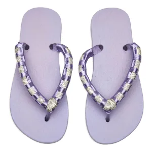 WOVEN CRYSTAL FLIP FLOP SANDALS